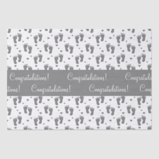 Papier Mousseline Empreintes et coeurs gris pour bébé