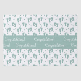 Papier Mousseline Empreintes et coeurs pour bébés Turquoises