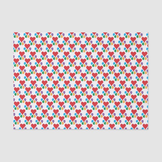 Papier Mousseline Empreintes Motifs Paw Coeur Envelopper avec amour! (Recto)