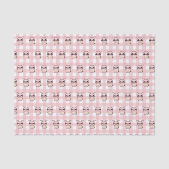 Papier Mousseline En vichy rose (Recto)