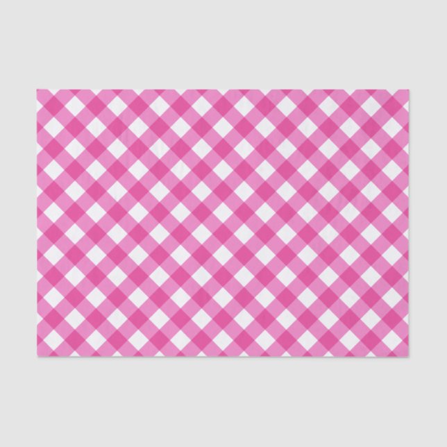 Papier Mousseline En vichy Rose Chaud Et Motif Blanc (Recto)
