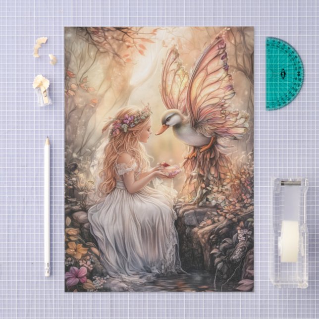 Papier Mousseline Enchanted Duck Fairy Girl Decoupage (Artisanat)