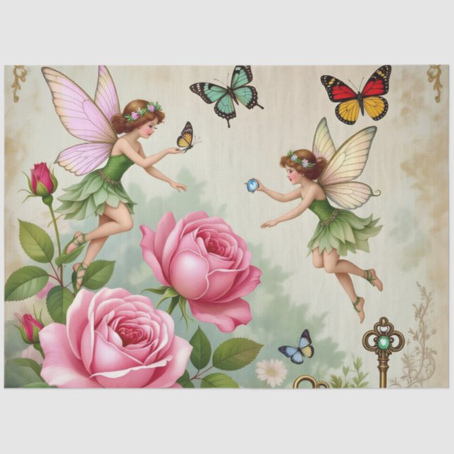 Papier Mousseline Enchanted Flroral Fairies Garden (Recto)