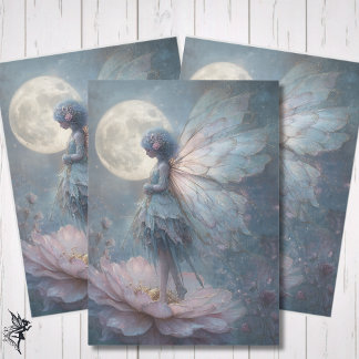 Papier Mousseline Enchanted Pink Fairy Watercolor Fantasy Decoupage