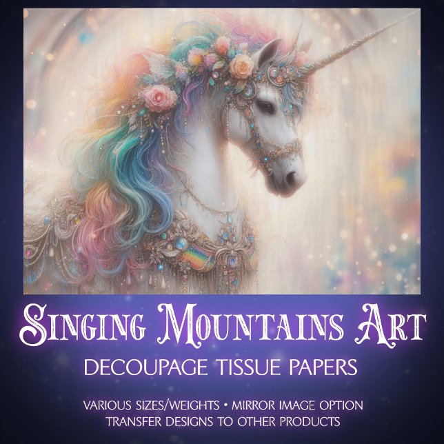 Papier Mousseline Enchanted Rainbow Licorne Craft Découpage  (Créateur téléchargé)