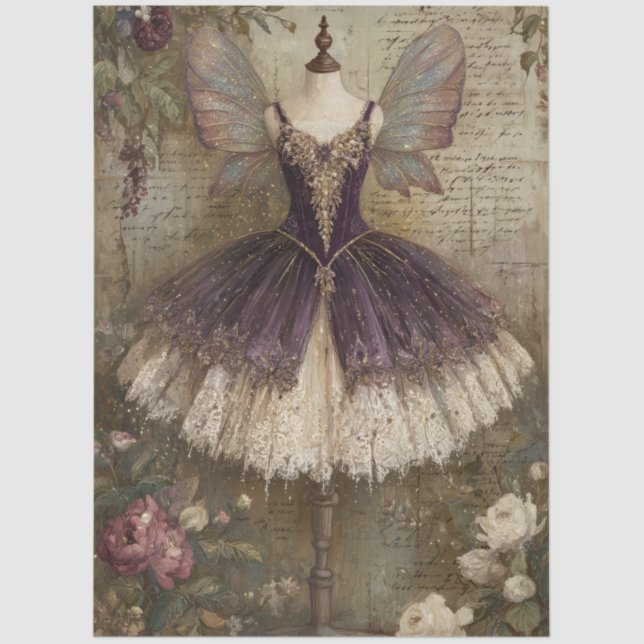 Papier Mousseline Enchanted Sugar Plum Fairy Ballerina Art Decoupage (Recto)