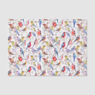 Papier Mousseline Enchanteur Aquarelle Vintage Birds Motif