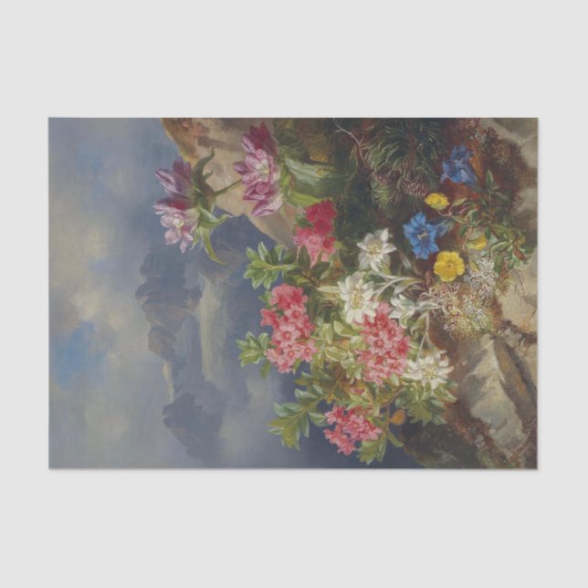 Papier Mousseline Encore la vie avec les fleurs alpines par Andreas  (Recto)
