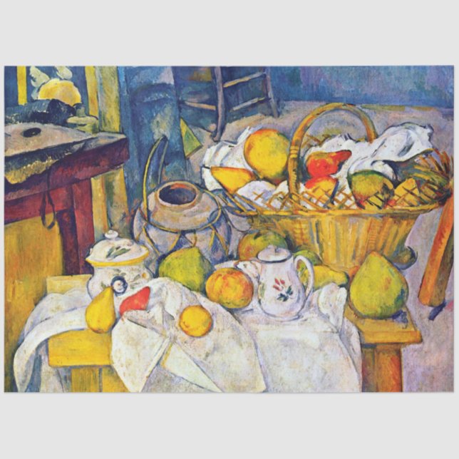 Papier Mousseline Encore la vie avec panier de fruits, Paul Cezanne (Recto)