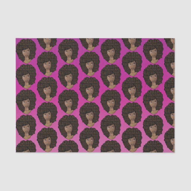 Papier Mousseline Encourager les femmes noires, rose magenta (Recto)