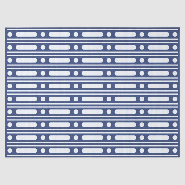 Papier Mousseline Encre Bleu 2 Incrustation d'Os Points Bordure Déco (Recto)