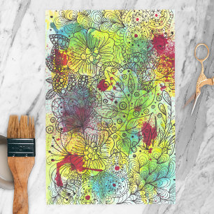 Papier Mousseline Encre d'art en ligne colorée et éclaboussures d'aq