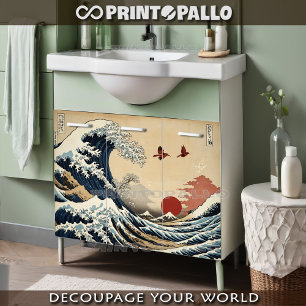 Papier Mousseline Encre du Japon, parchemin de style Grande Vague de