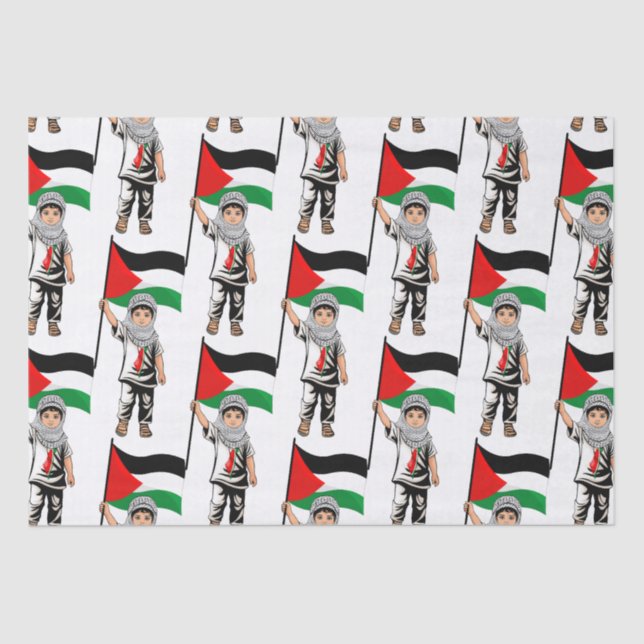Papier Mousseline Enfant avec le drapeau de Keffiyeh Palestine (Recto)