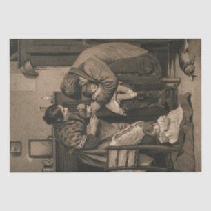 Papier Mousseline Enfant malade soutenu par son père et sa mère