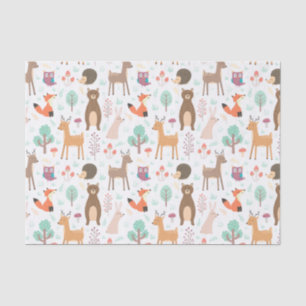 Papier Mousseline Enfants Cute Animaux de forêt Porcupine Cerf Ours