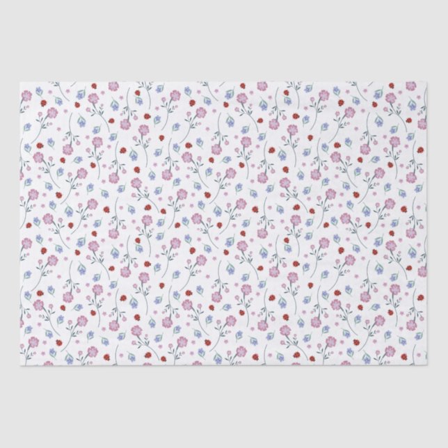 Papier Mousseline Enfants Cute Ladybug Polka dot Daisy Flower Motif (Recto)