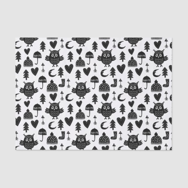 Papier Mousseline Enfants Cute Owl Moon Heart Umbrella Casquette d'h (Recto)