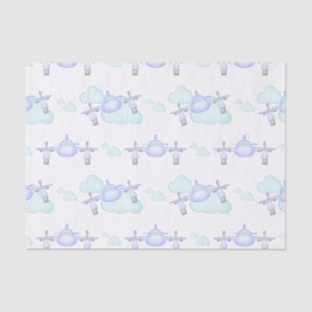 Papier Mousseline Enfants Lilac Avion Volant Aviation Anniversaire (Recto)