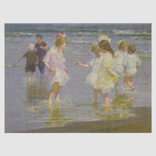 Papier Mousseline Enfants marchant sur la plage (par E.H. Potthast)