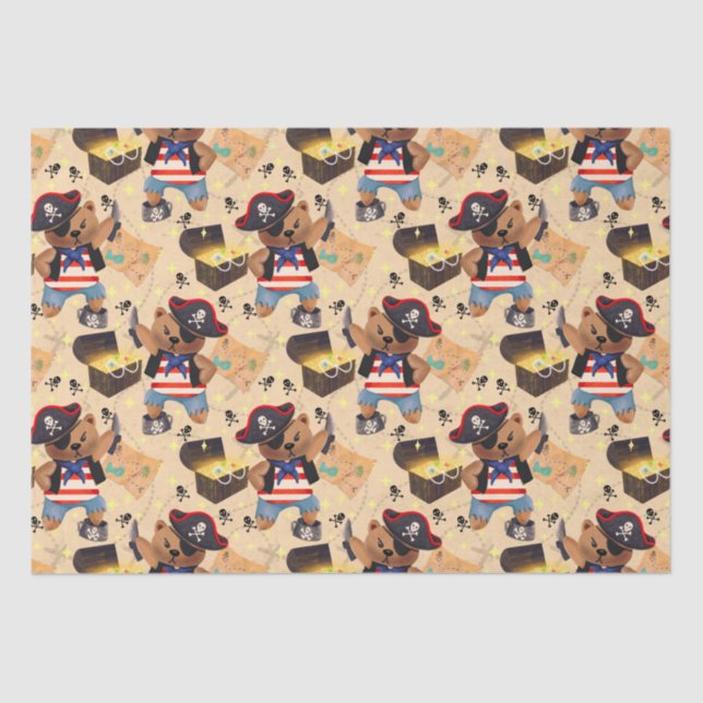 Papier Mousseline Enfants mignonne ours de pirate (Recto)