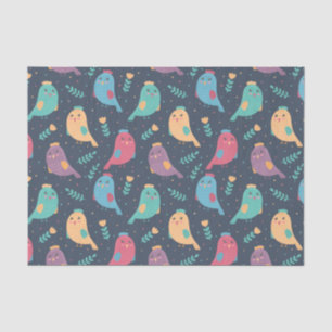 Papier Mousseline Enfants mignonnes Oiseaux colorés Pékin Vert Bleu