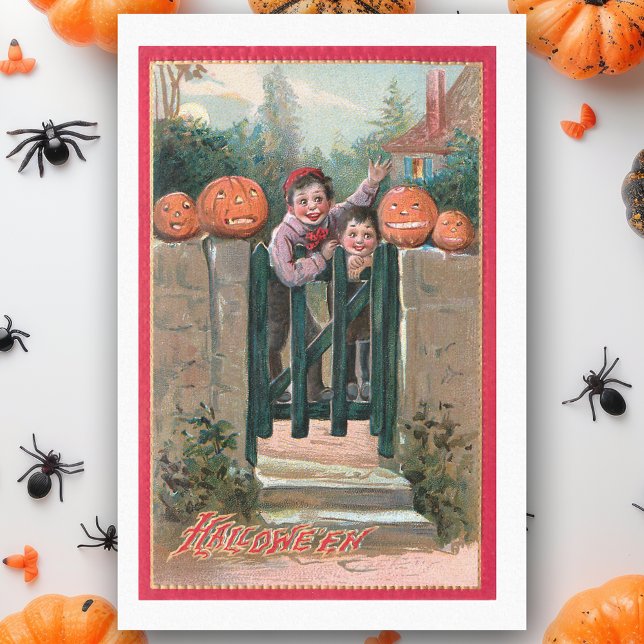 Papier Mousseline Enfants Vintages mignons avec Citrouilles d'Hallow (Créateur téléchargé)