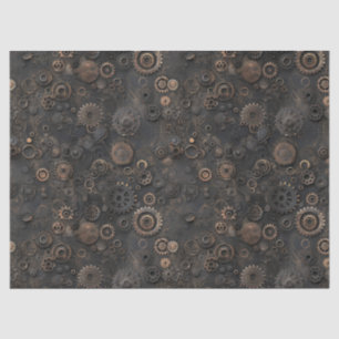 Papier Mousseline Engrenages Steampunk, Motif de métal rouillé pour