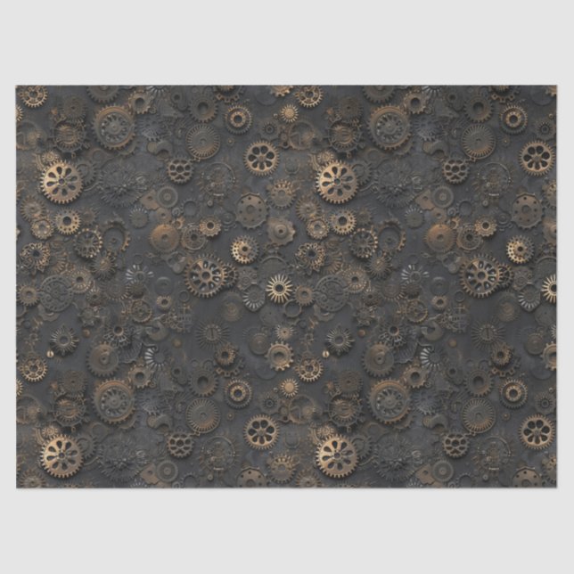 Papier Mousseline Engrenages Steampunk, motif de métal rouillé pour  (Recto)