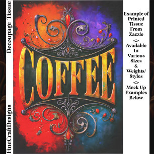 Papier Mousseline Enseigne de café Colorful Coffee Café Design EY3 D