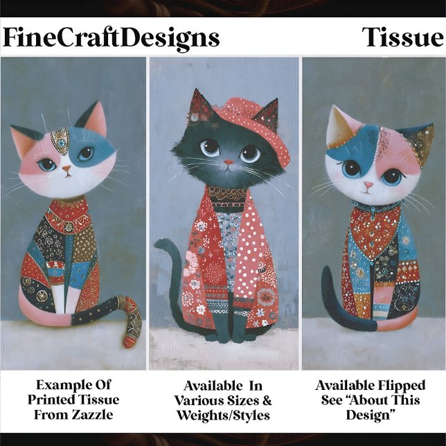 Papier Mousseline Ensemble de chat bohème fantaisiste mignon, Découp (Créateur téléchargé)