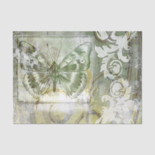Papier Mousseline Entrée de papillon vert avec porte en fer