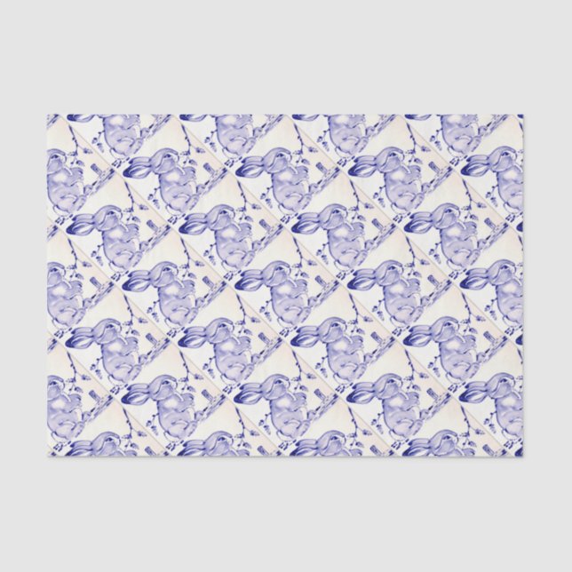 Papier Mousseline Enveloppe cadeau lapin bleu bébé lapin lapin (Recto)