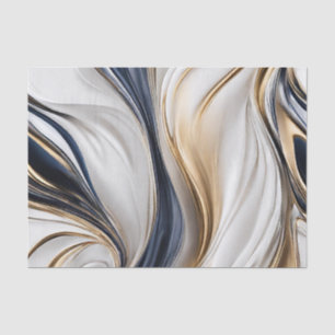 Papier Mousseline Enveloppement cadeau moderne - Bleu blanc et or -