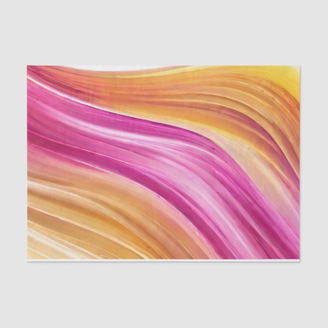 Papier Mousseline Enveloppement Cadeau Moderne Rose Orange Jaune - (Recto)