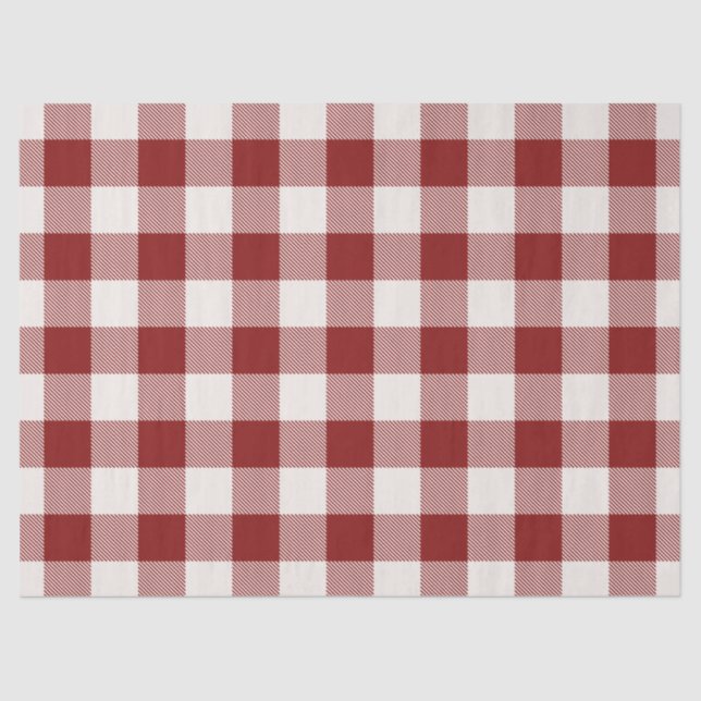 Papier Mousseline Enveloppement Festive rouge blanc en vichy plaid (Recto)