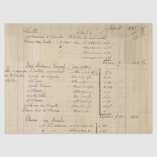 Papier Mousseline Ephemera Antique Papier Series Design 16 (Recto)