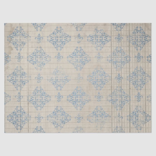 Papier Mousseline Ephemera Blue Paper Series Design 8 (Recto)