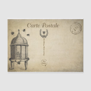 Papier Mousseline Ephemera Carte Postale Française Beehive Bees Deco