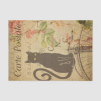 Ephemera Carte Postale Française Chat Noir Découpa