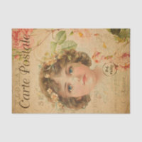 Ephemera Carte Postale Française Cute Girl Découpa