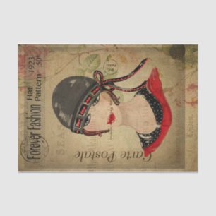 Papier Mousseline Ephemera Carte Postale Française Femmes avec Décou