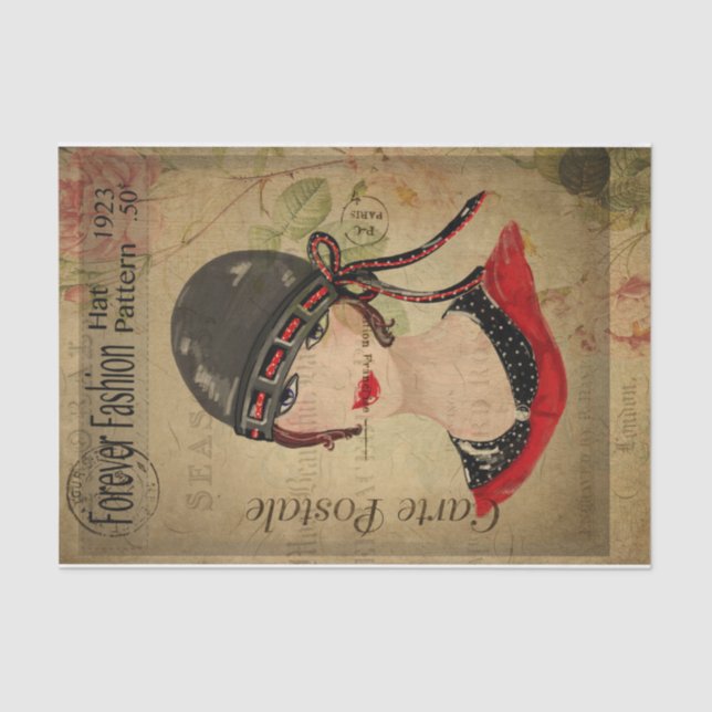 Papier Mousseline Ephemera Carte Postale Française Femmes avec Décou (Recto)