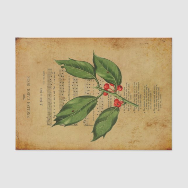 Papier Mousseline Ephemera Chanson chrétienne Un bébé est né Découpa (Recto)