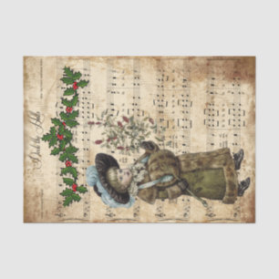 Papier Mousseline Ephemera Deck the Hall Christmas Carol Decoupage