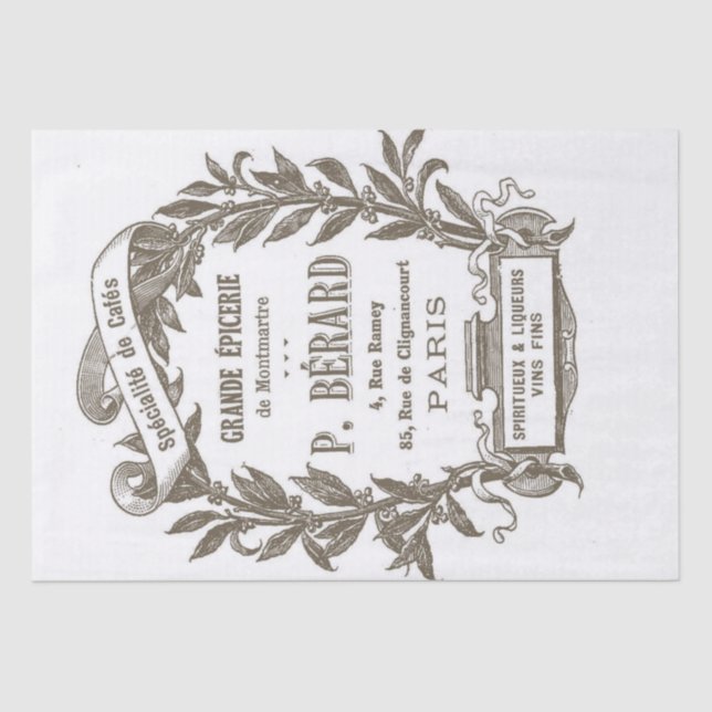 Papier Mousseline Ephemera Épicerie Marché Cuisine Découpage (Recto)