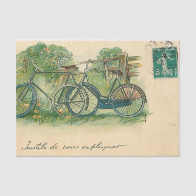 Papier Mousseline Ephemera France Carte Postale Bicyclettes Découpag (Recto)