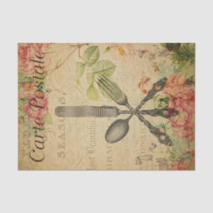 Papier Mousseline Ephemera France Carte Postale Cutlery Set Découpag