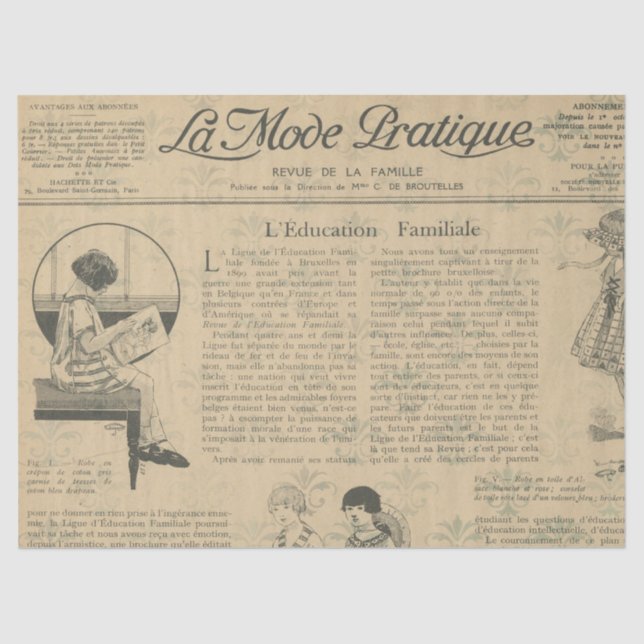 Papier Mousseline Ephemera French Paper Series Design 8 (Recto)