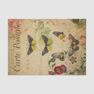 Papier Mousseline Ephemera French Postcard Butterflies Decoupage